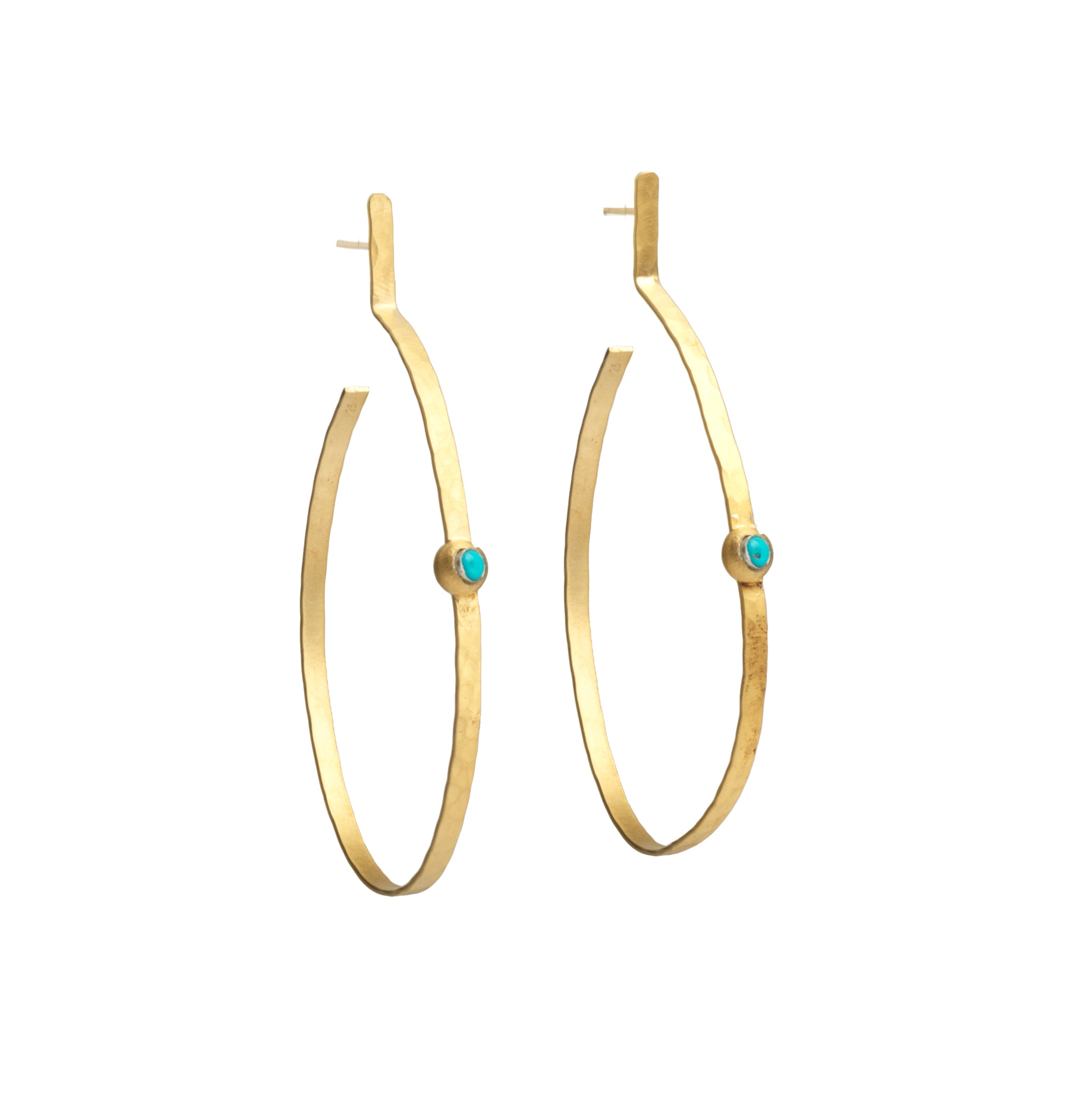 Large Dia Turquoise Hoops