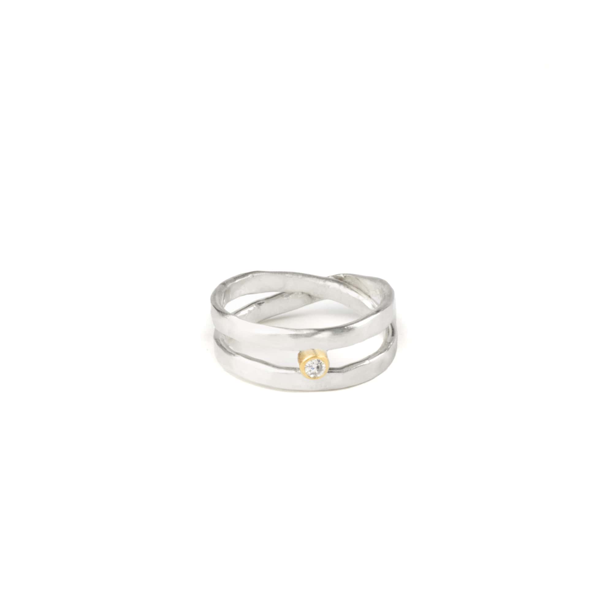 Half North Star Ring with Diamond