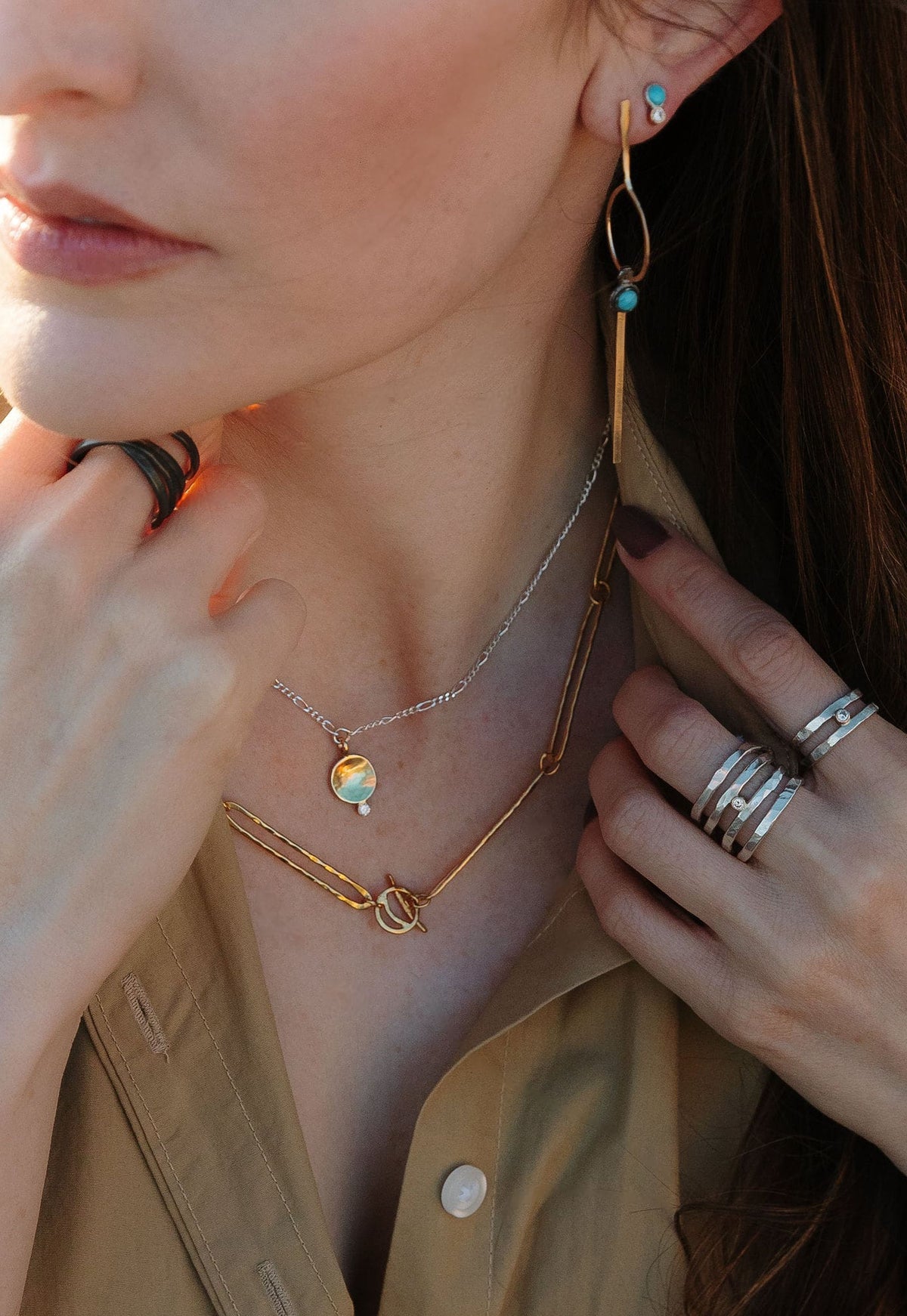 Half North Star Ring with Diamond