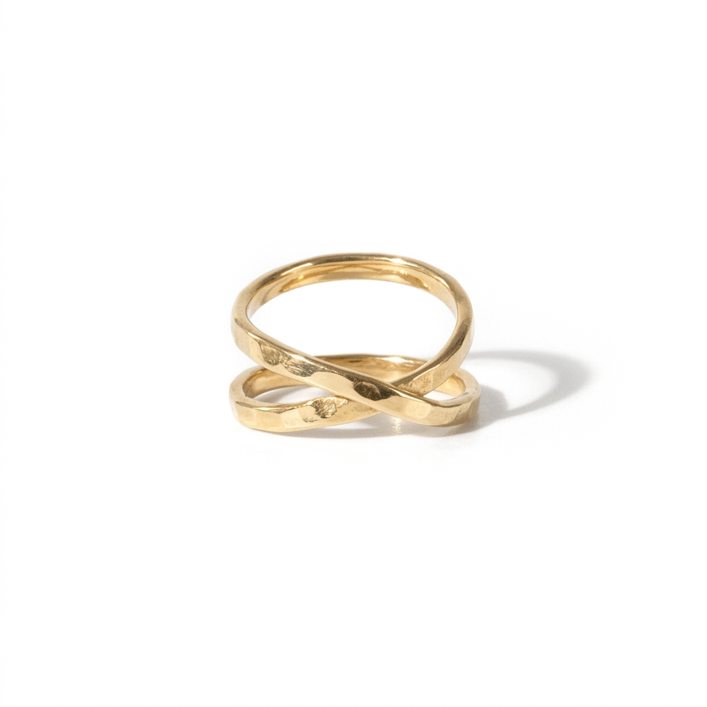 ⑨STARクロスRING 真鍮 Half Saturn Ring | Hammered Band Ring | Cynthia Jones Jewelry
