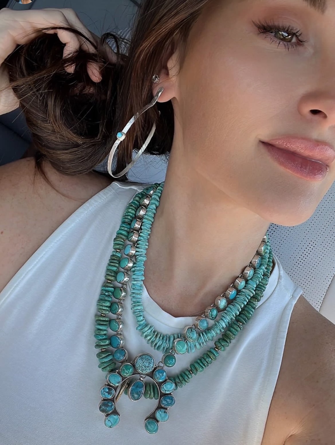 Large Dia Turquoise Hoops
