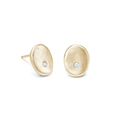 Oval Studs with Diamonds