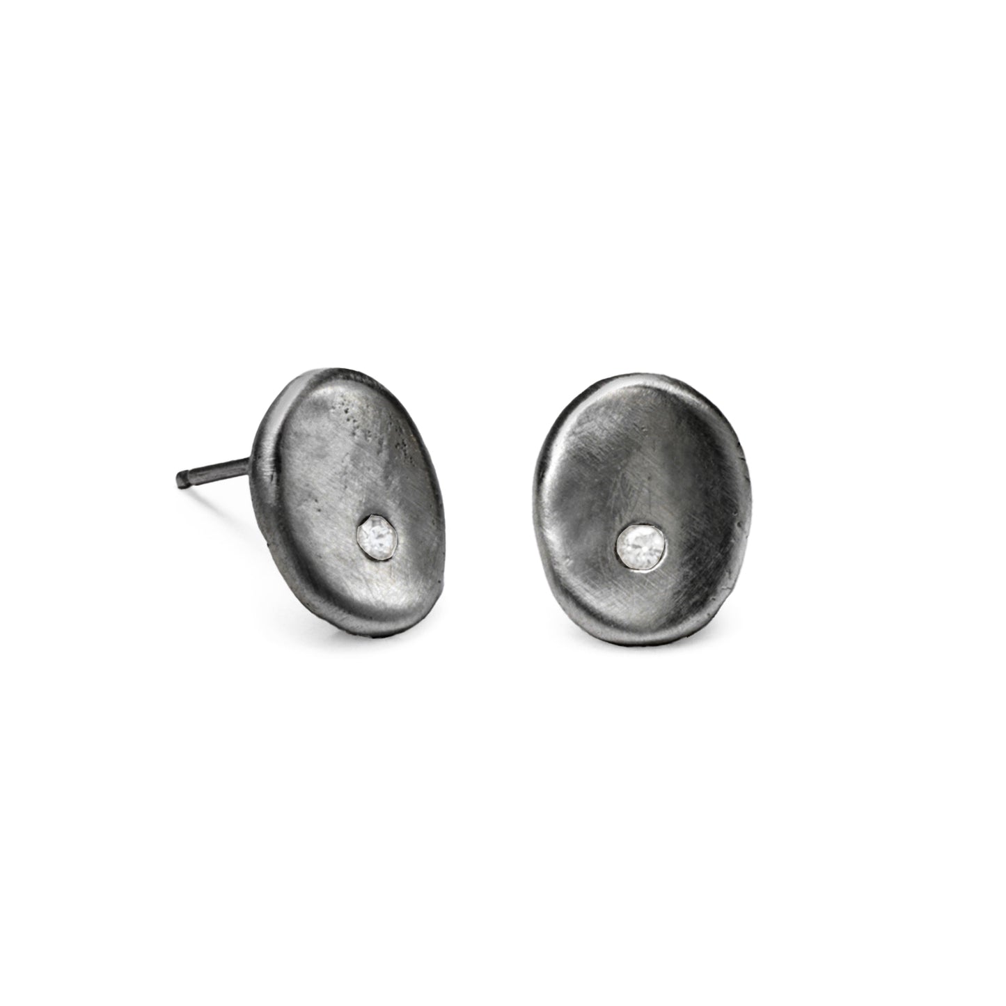 Oval Studs with Diamonds