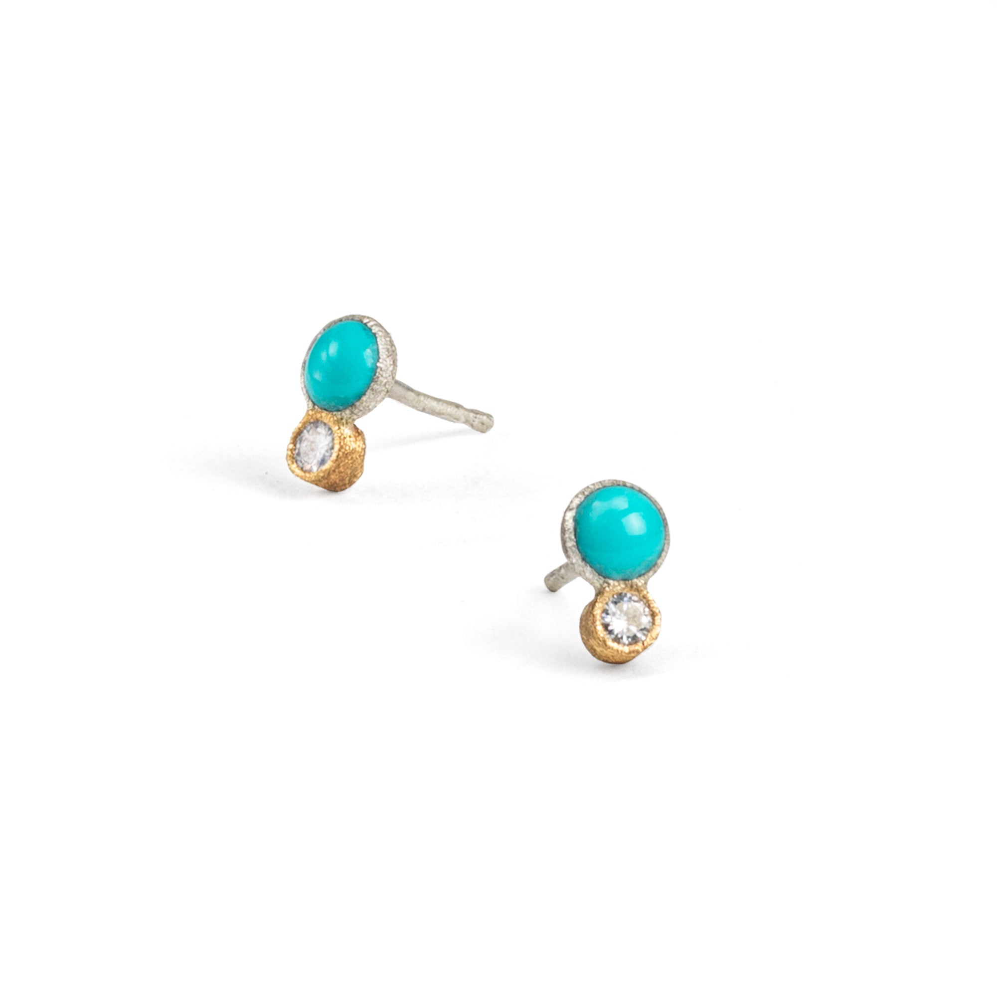 Jupiter Turquoise Studs with Diamonds
