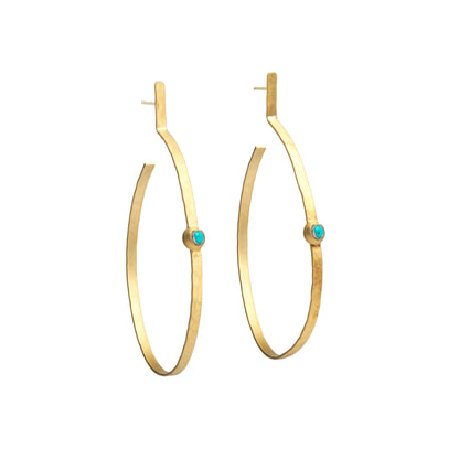Large Dia Turquoise Hoops