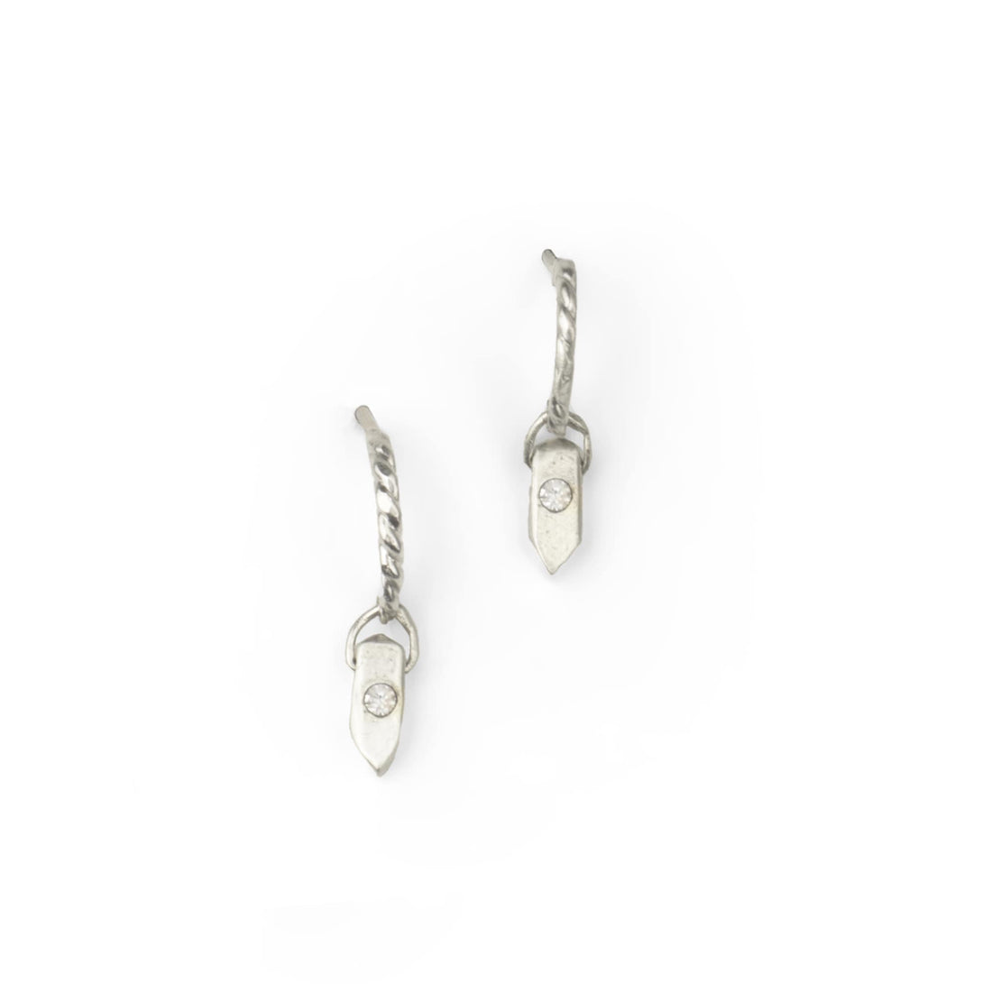 Leda Half-Hoop Shooting Star Earrings with Diamonds