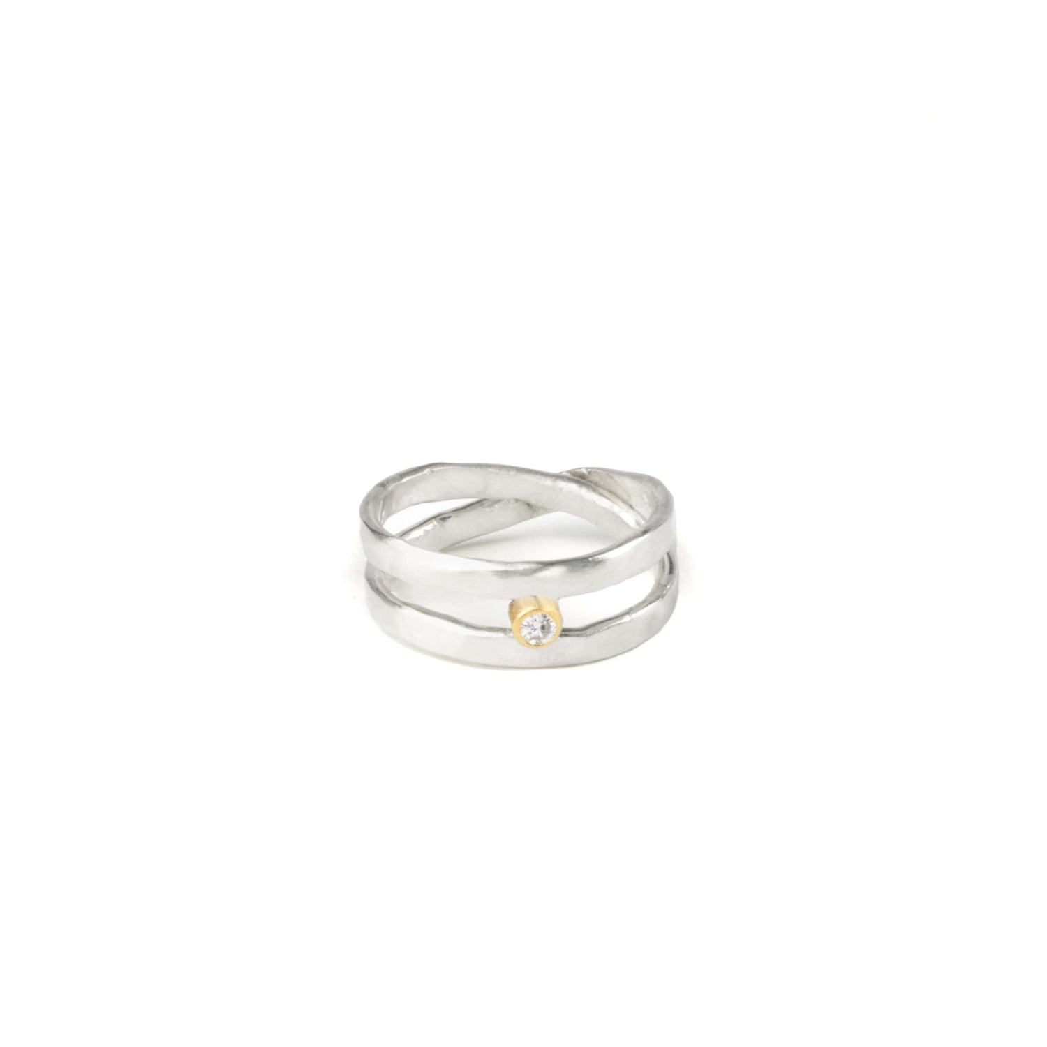 Half North Star Ring with Diamond