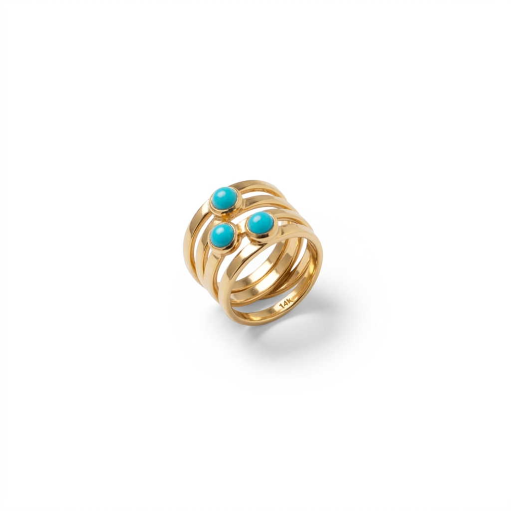 Triple Turquoise Saturn Ring